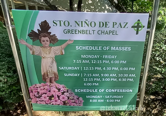 Schedule of Masses in Sto. Niño de Paz Greenbelt Chapel