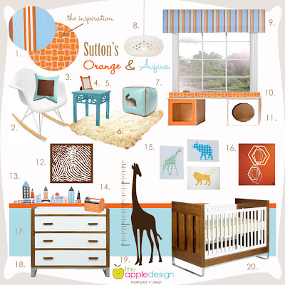 -Sutton’s Orange & Aqua Nursery Design Pictures