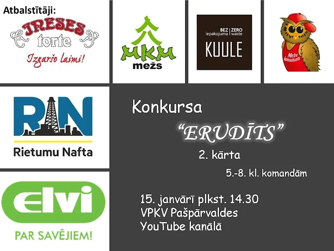 Konkursa "Erudīts" 2. kārta 5.-8.kl. komandām