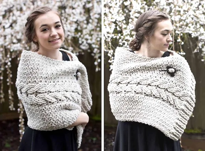 Crochet Cabled Wrap Pattern FREE