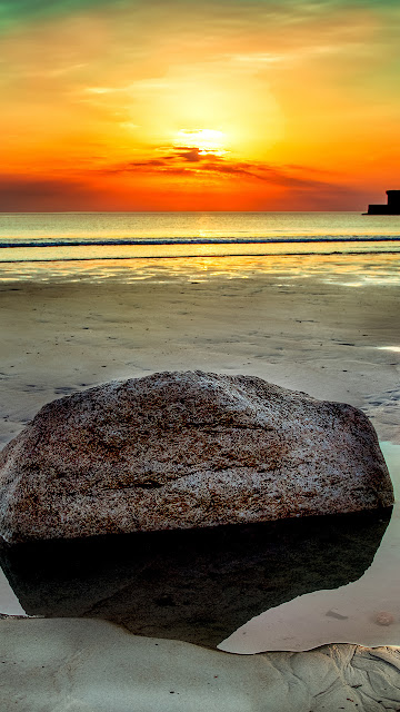  Wallpaper Nature, Beach, Stone, Rock, Clouds, Sunset, Hd, Dusk, Dawn, 4k 