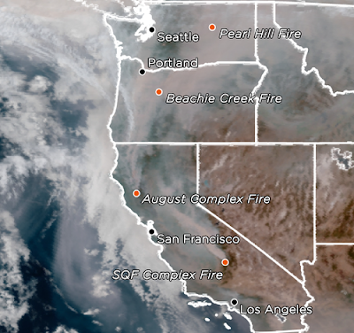 west coast fire smoke satellite map
