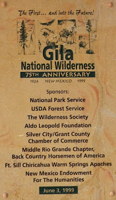 Gila Wilderness Plaque