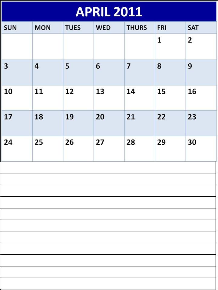 2011 blank calendar template. lank calendar template april