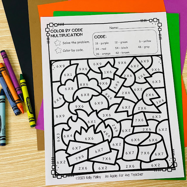 Camping-Themed Math Color by Number Worksheets!