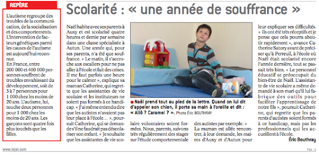 article sur un enfant autiste