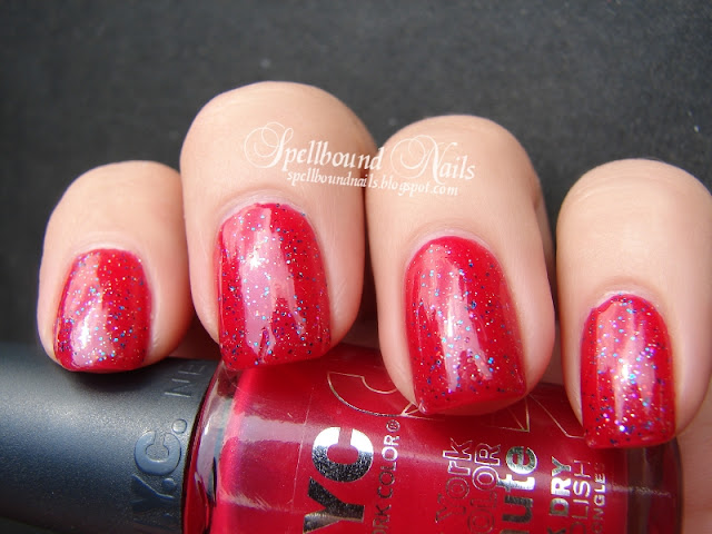 nails nail art nailart nail polish A Week of Glitter New York Color Spellbound red