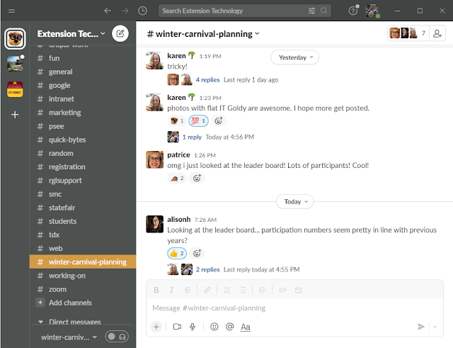 screenshot of slack