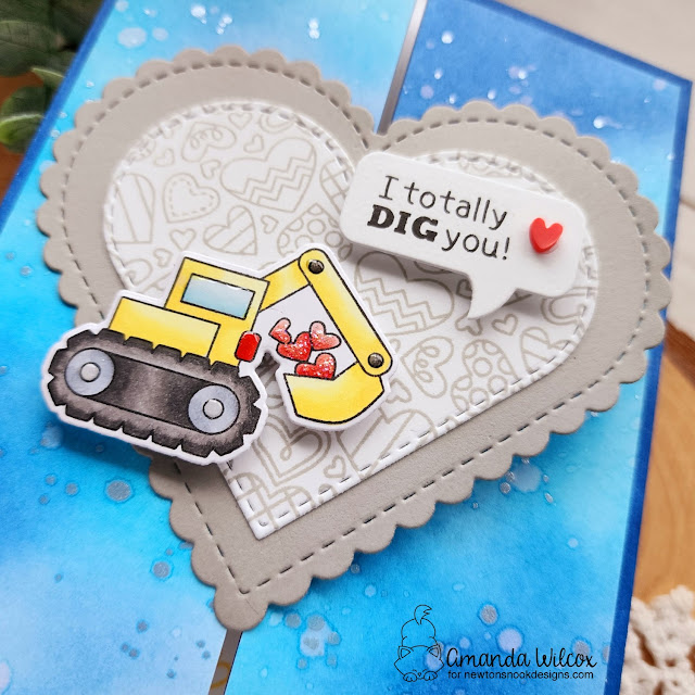 I Totally Dig You Card by Amanda Wilcox | Love Quarry Stamp Set, Heartfelt Love Stamp Set and Heart Frames Die Set by Newton's Nook Designs #newtonsnook #handmade