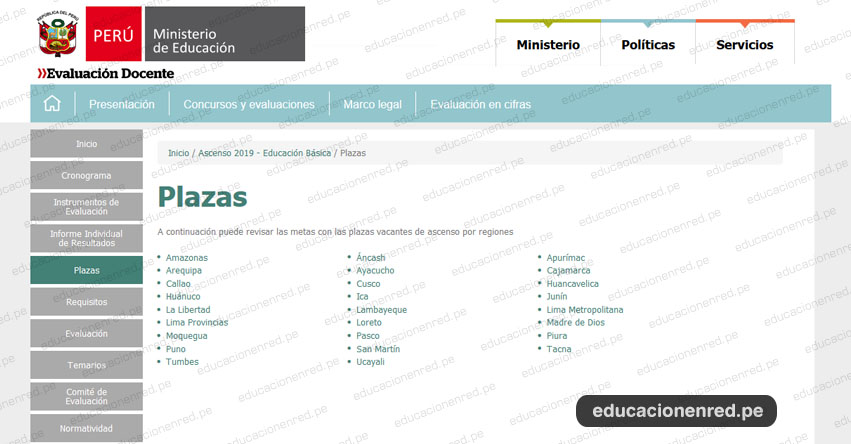 MINEDU: Plazas para el Concurso de Ascenso - Educación Básica 2019 (21 Noviembre) www.minedu.gob.pe