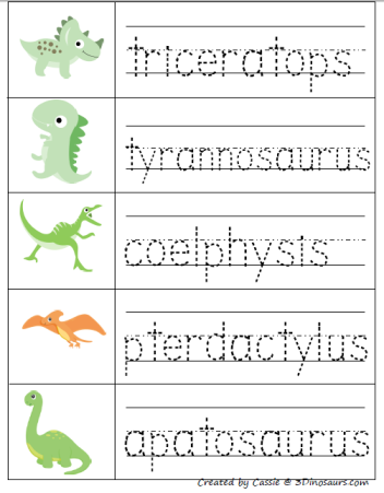 free for kids dinosaur tracer writing pages