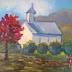 Mountain Church Landscape Painting, Small Oil Painting, Daily
Painting, Appalachian Small White Church, 8x10" SOLD