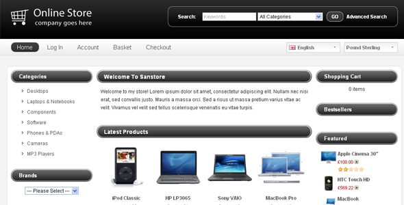 Sanstore Opencart 1.4.9 Template - Technology OpenCart