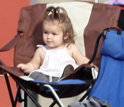 Harper Beckhammonths on David Beckham And 14 Month Old Daughter Harper Watch Her Brothers Play