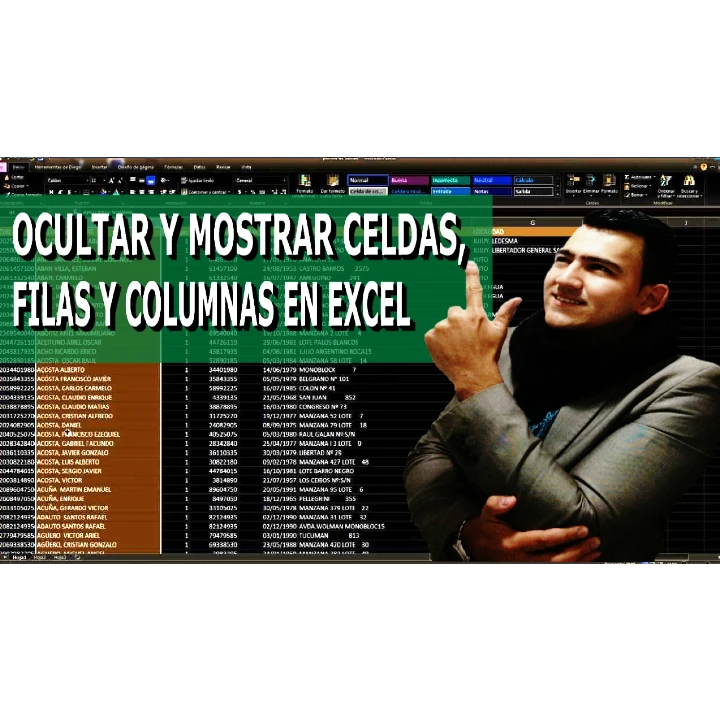 como ocultar y mostrar filas y columnas en excel