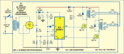 Control Switch for Fan and Air Conditioner | Diagram wiring