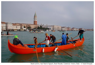 Boats arrive, near San Marco, Boat Parade, Carnival, Venice, Italy - © Sunil Deepak