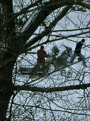 Matt and Mark, shoveling snow