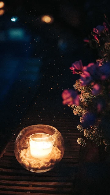 Wallpaper candle, sparks, flowers, night, dark