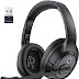 Bluetooth Headset for PC, Wireless Computer Headphone with AI-Powered Environmental Noise Cancelling Microphone & 2.4G USB Dongle, 55H Playtime, Over Ear Comfort Office Headset for Work, Laptop, Zoom