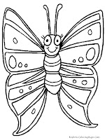 Smiling Butterfly Kids Coloring Pages Printable