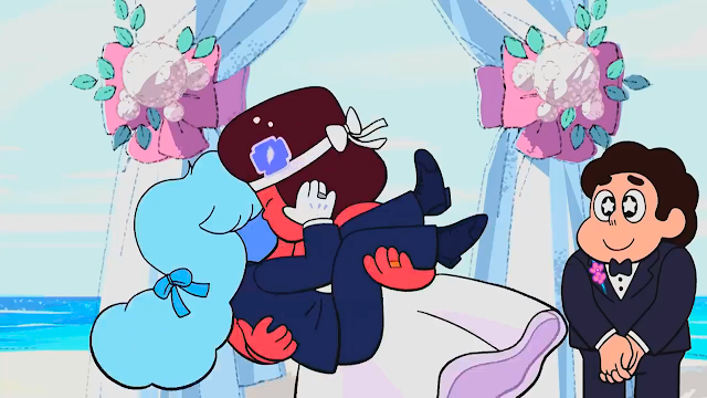 29+ LGBT Kid's Shows - Steven Universe - Picture of Ruby and Sapphire kissing at their wedding