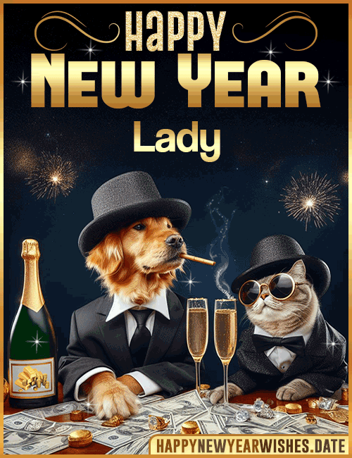 Happy New Year wishes gif Lady