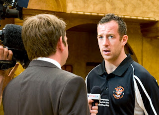 Charlie Adam giving a Sky Sports interview.