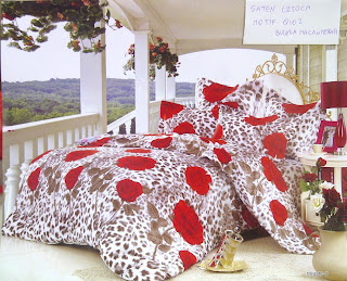 Sprei Katun Jepang Motif Bunga Macan Merah