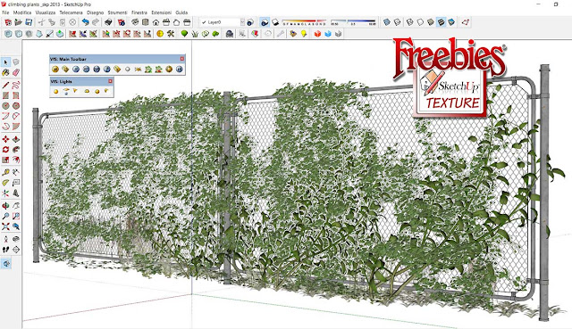  Free sketchup 3D model climbing Plants on wire mesh