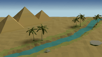 Palm trees and rocks added