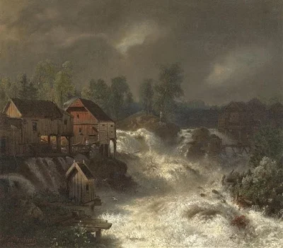 The Waterfalls of Trollhättan in Sweden painting Andreas Achenbach