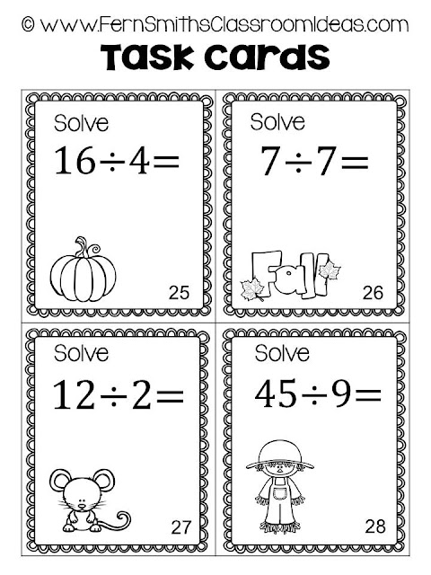  Fern Smith's Classroom Ideas Fall Multiplication and Division Task Cards and Printables at TeacherspayTeachers. Perfect for Back to School or Autumn.