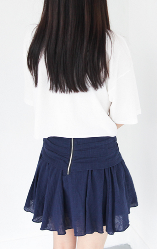 Zip-Up Linen Skirt