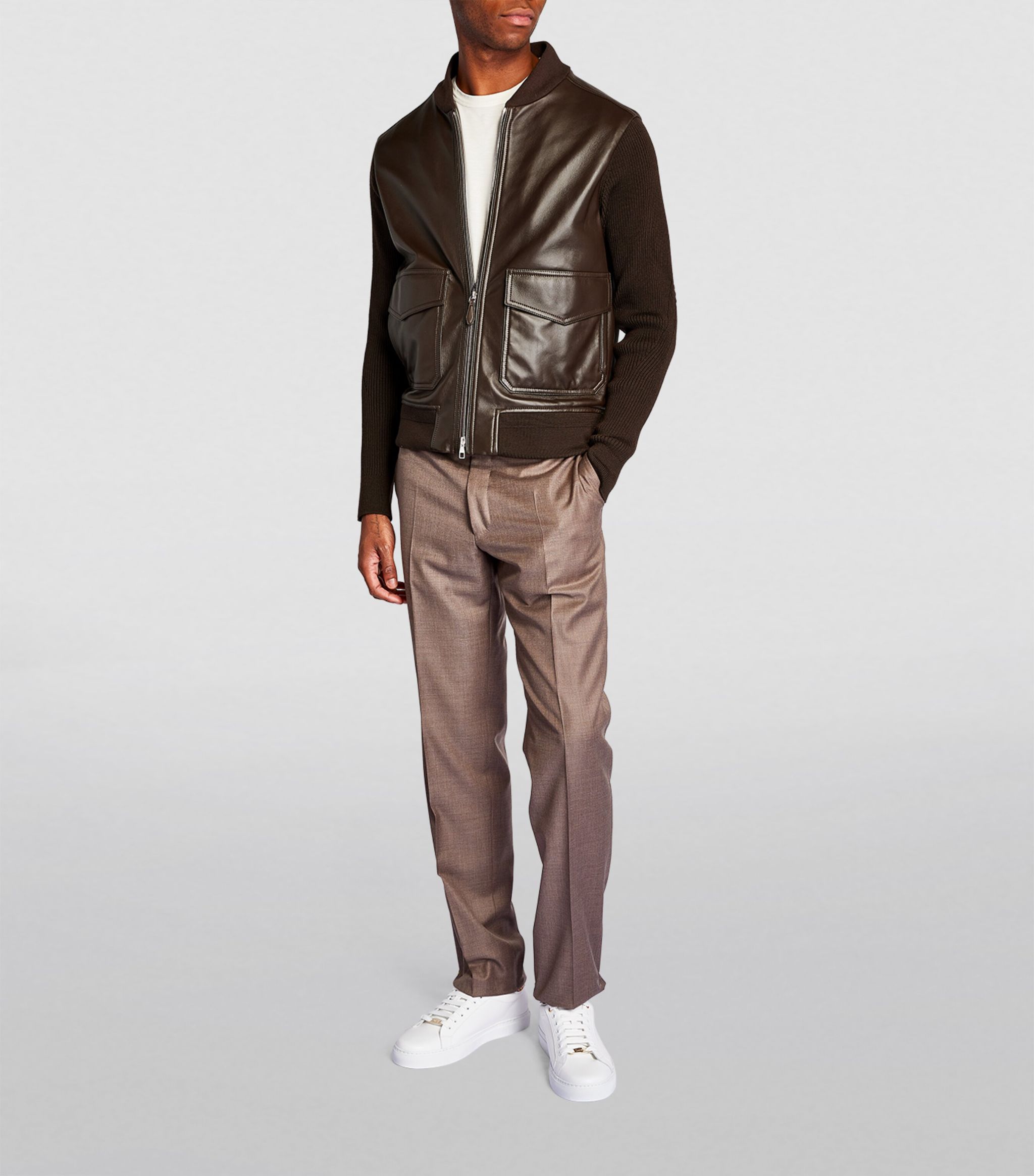 Dunhill Leather-Wool Bomber Jacket