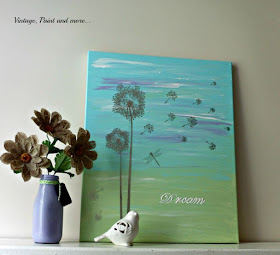 Vintage, Paint and more... Painted wall art canvas with wall creations and stenciling
