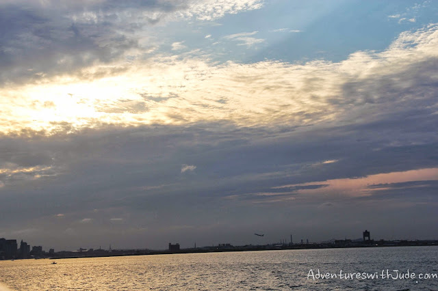 sunset over boston harbor