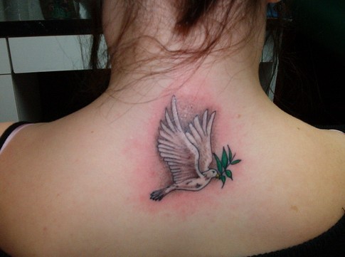 tattoo name. tattoo of names. white dove