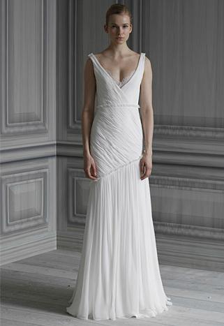 of Monique Lhuillier's platinum collection a classic Aline skirt gown