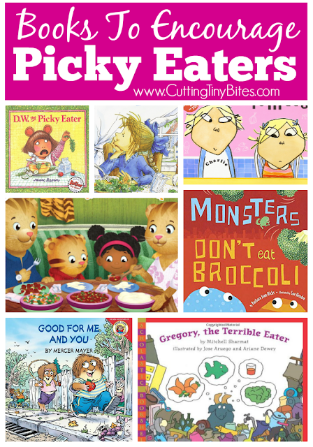 Children's book review list of books to encourage picky eaters.  A story about a favorite character may be just the thing to get your picky eater to try new foods!  Choices for toddlers and preschoolers.