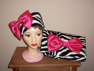 Zebra and Pink Satin Faux Fur Pillbox and Clutch by CopperHairArtist Helen's Hatbox