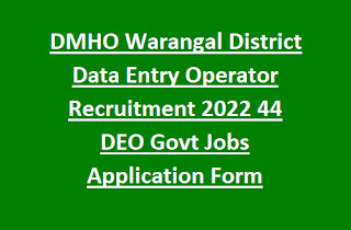 DMHO Warangal District Data Entry Operator Recruitment 2022 44 DEO Govt Jobs Application Form