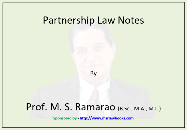 Partnership Law Notes | Sponsored by MSR Law Books