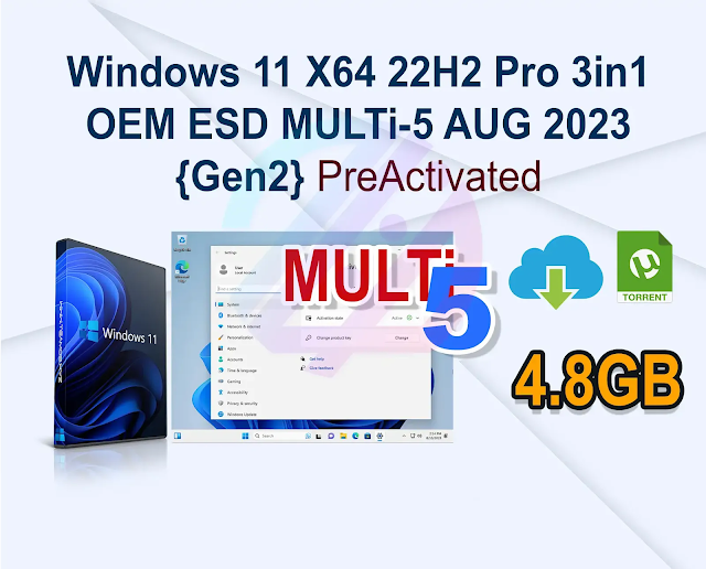 Windows 11 X64 22H2 Pro 3in1 OEM ESD MULTi-5 AUG 2023 {Gen2}