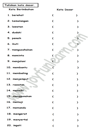 Latihan Imbuhan Untuk Tahun 1, 2 & 3 [Free Download PDF 