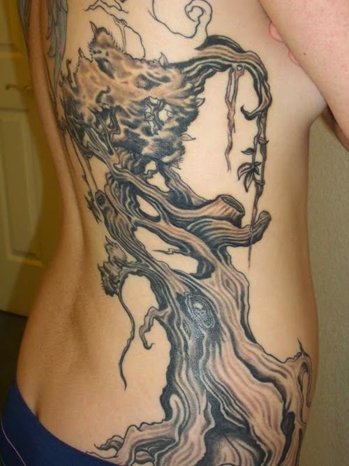 Crazy Rib Tree Female Tattoos Idea