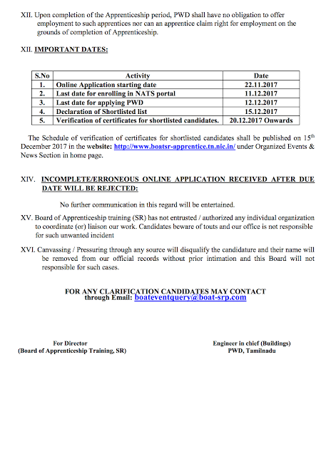 TamilNadu PWD Recruitment 2017-2018 500+ Vacancies