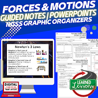 Physical Science Interactive Guided Notes and PowerPoints NGSS, Next Generation Science Standards, Google and Print , Element Guided Notes, Atoms Guided Notes, Matter Guided Notes, Forces & Motion Guided Notes, Simple Machines Guided Notes, Waves Guided Notes, Energy Guided Notes