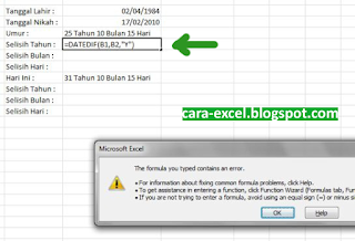 Cara Menghitung Usia Excel