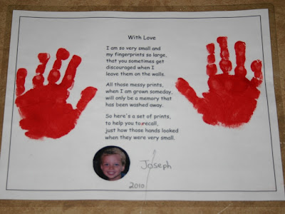 This is a cute handprint poem gift  for parents on their day. This will mean a lot to them.